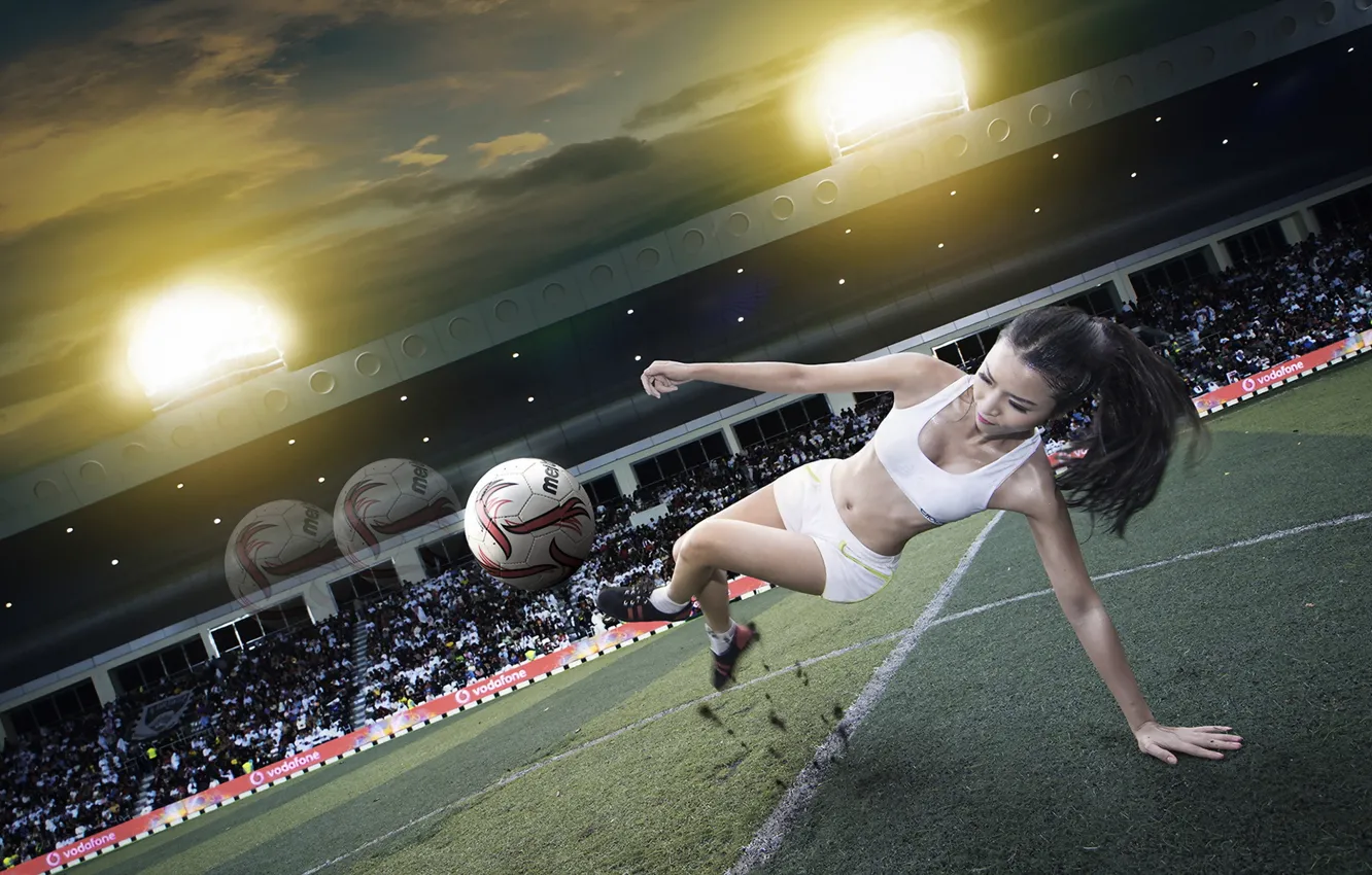 Photo wallpaper girl, football, sport, the ball