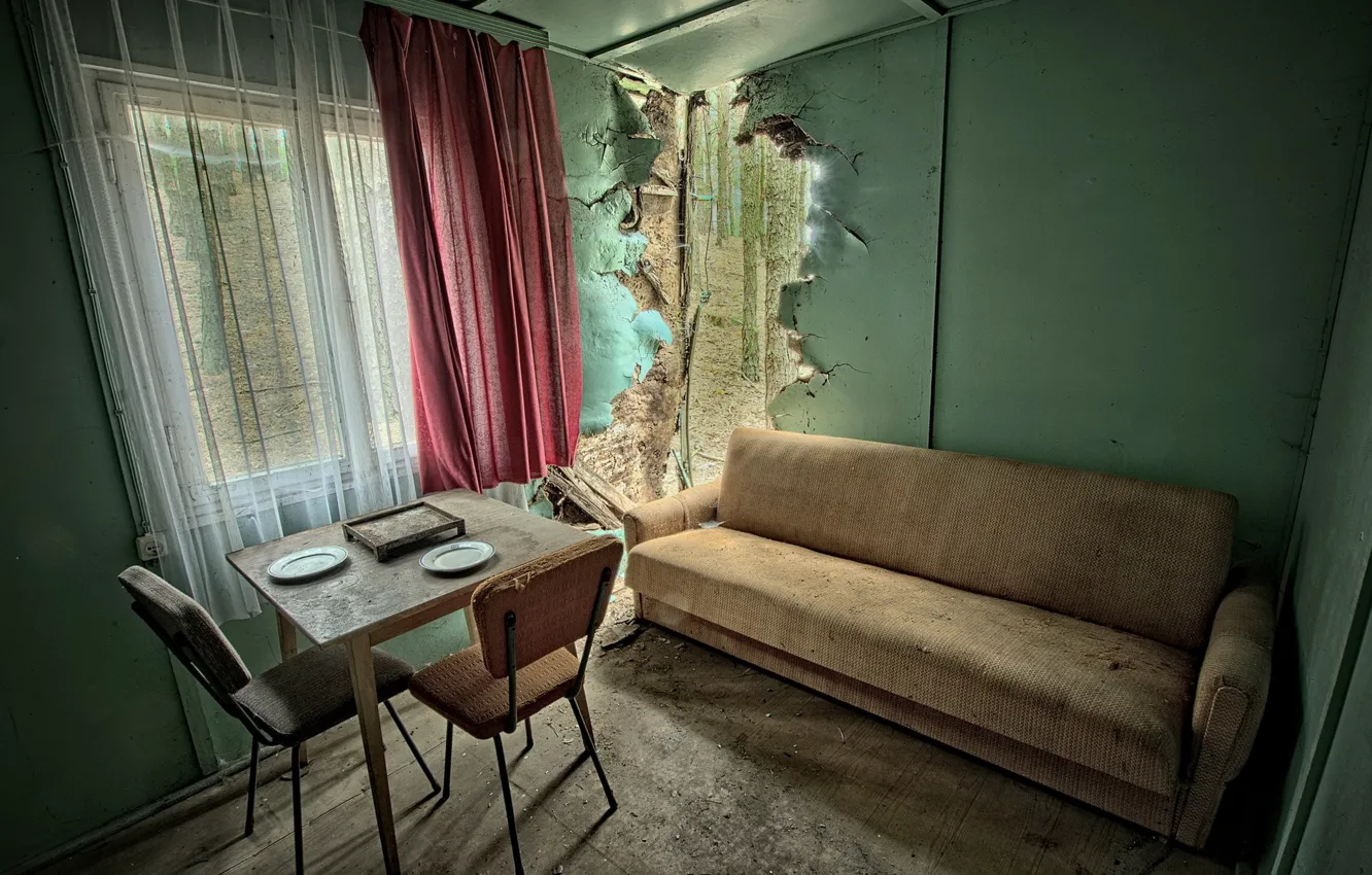 Photo wallpaper table, sofa, chair