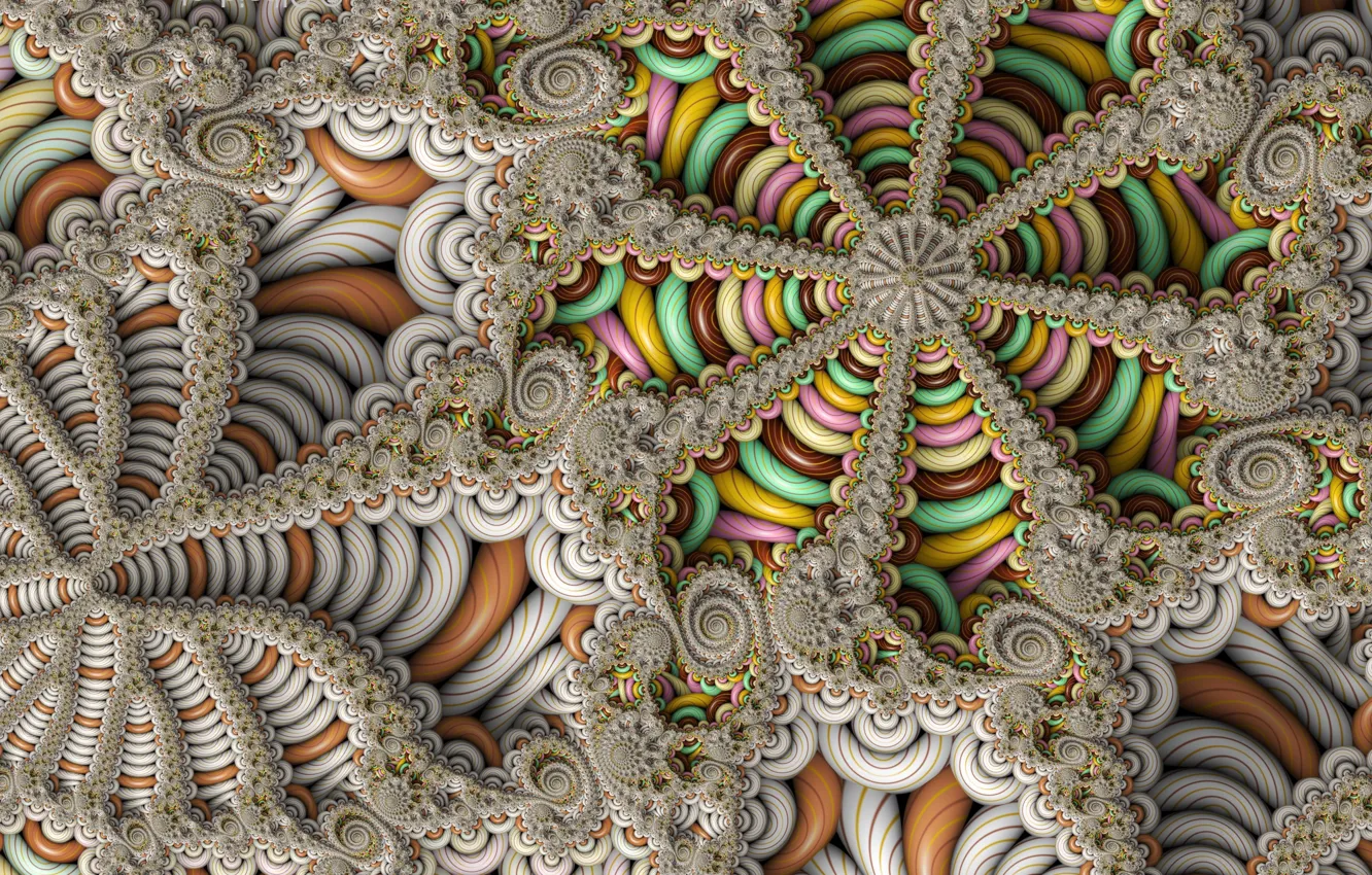 Photo wallpaper pattern, curls, fractal, caramel