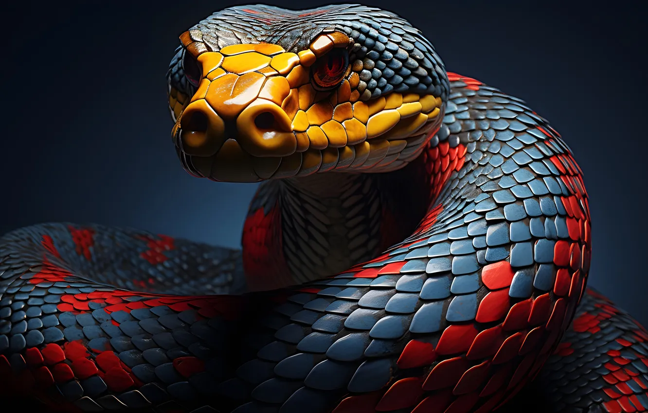 Photo wallpaper snake, AI art, neural network