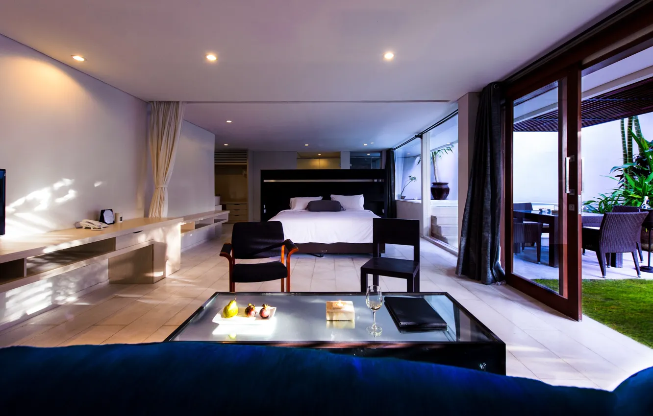 Photo wallpaper pool, design, style, interior, suite, Bali