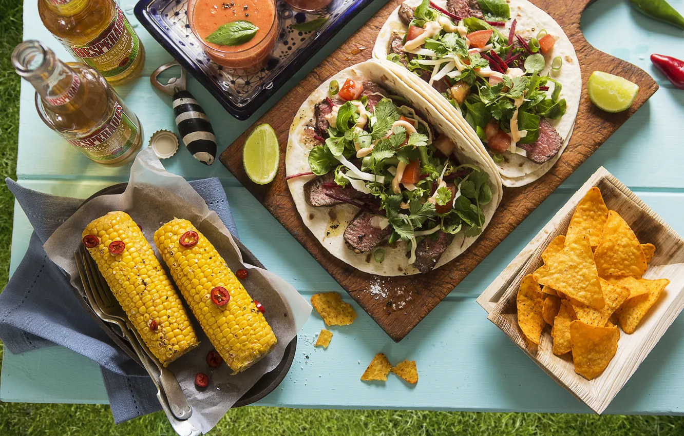 Photo wallpaper beer, corn, chips, pellet