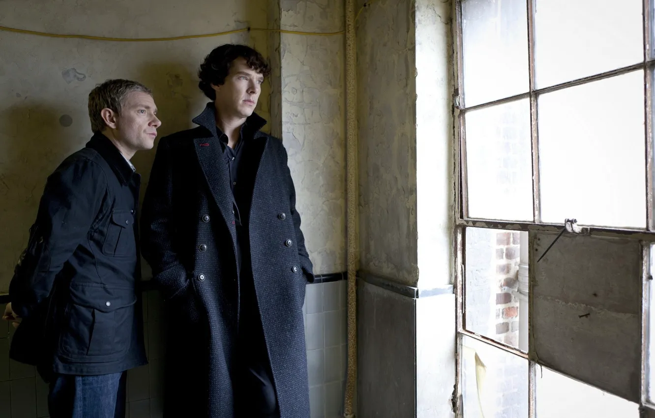 Photo wallpaper window, Martin Freeman, Benedict Cumberbatch, Sherlock, Sherlock BBC, Sherlock Holmes, John Watson, Sherlock (TV series)