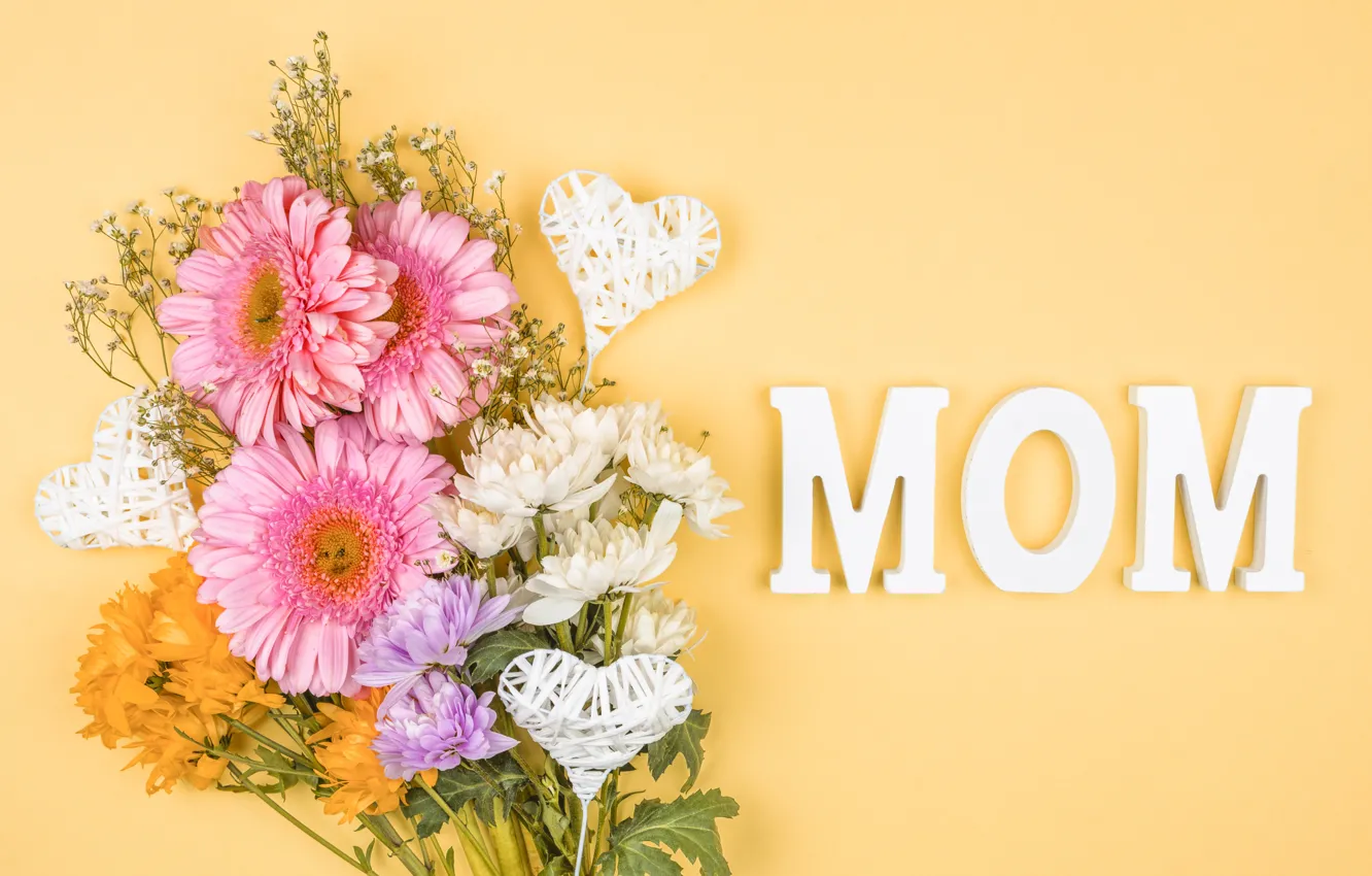 Photo wallpaper flowers, bouquet, holidays, Mother's Day