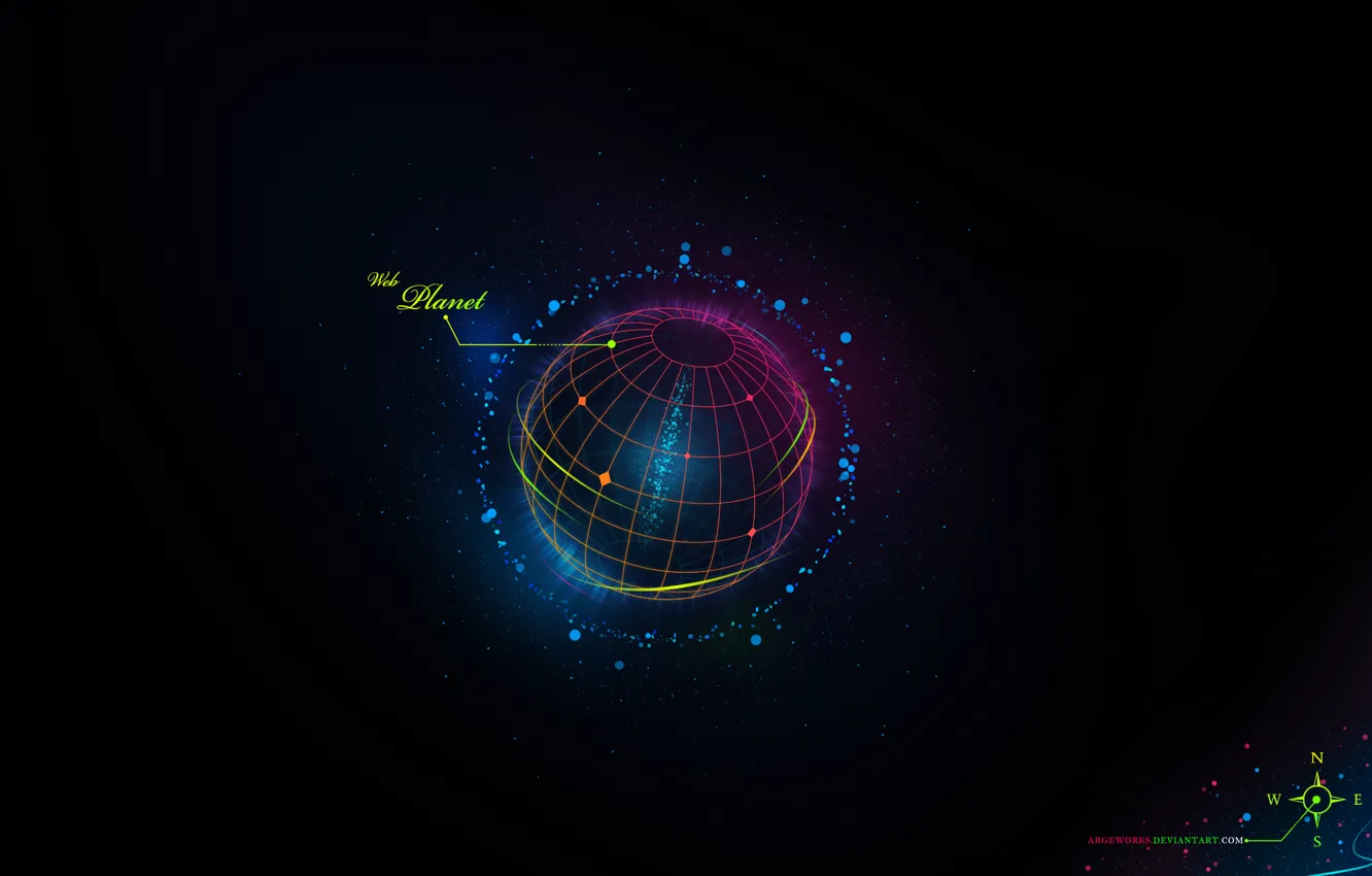 Photo wallpaper space, mesh, planet, web planet