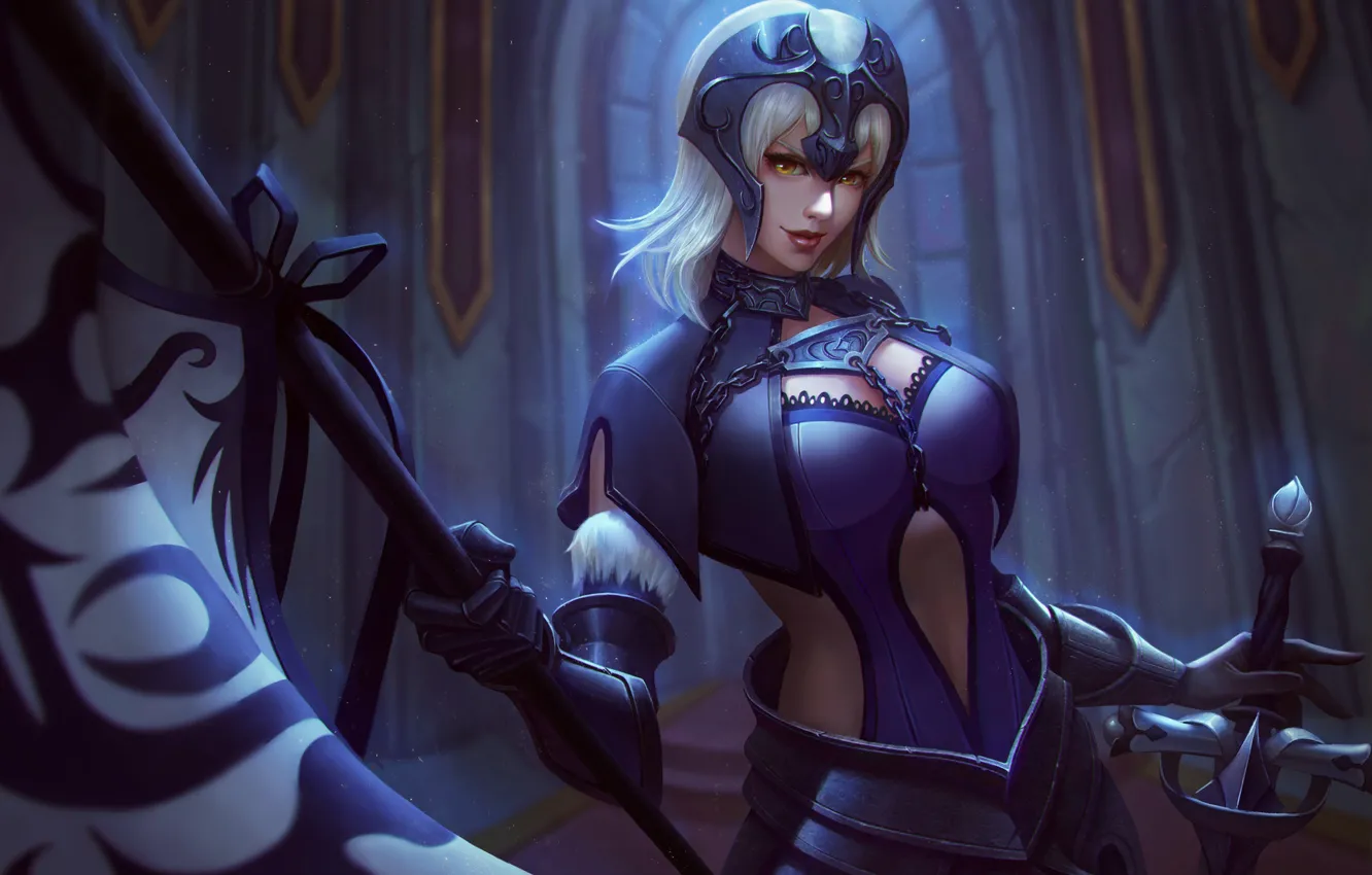 Photo wallpaper girl, style, armor, art, blonde, girl, knight, armor