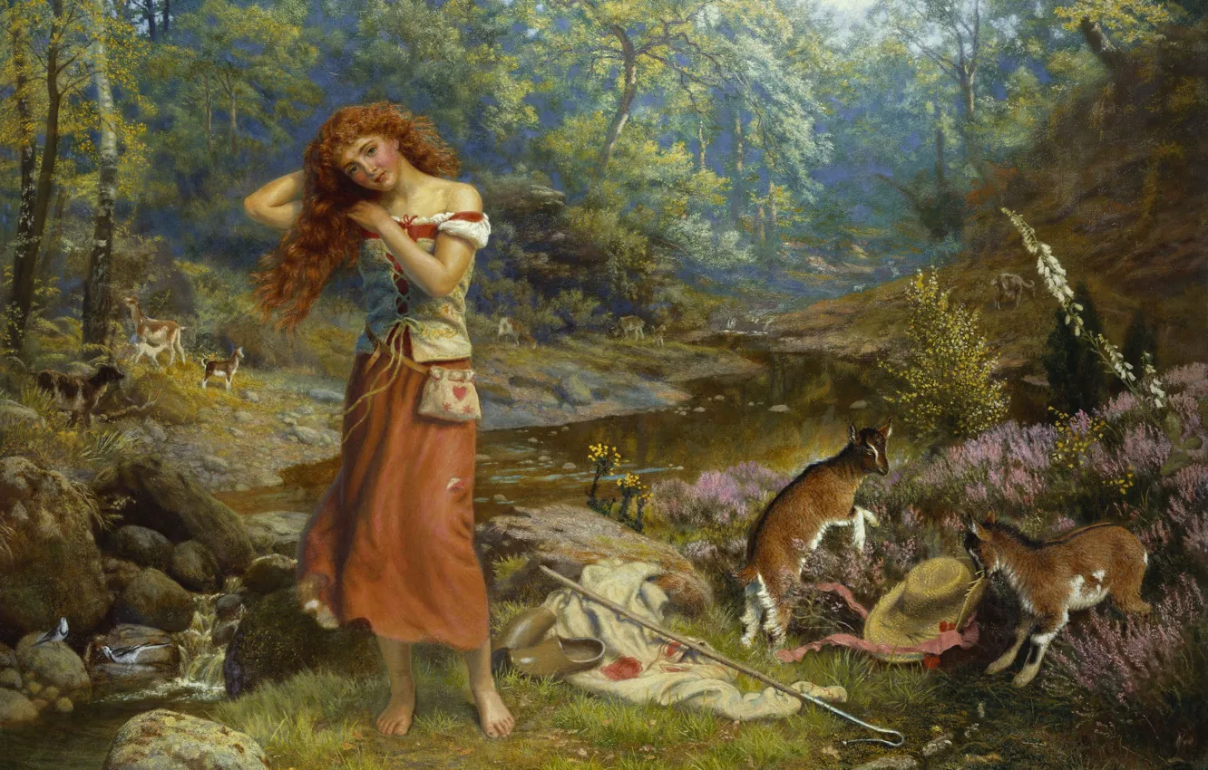 Photo wallpaper 1897, Arthur Hughes, Toilet Audrey