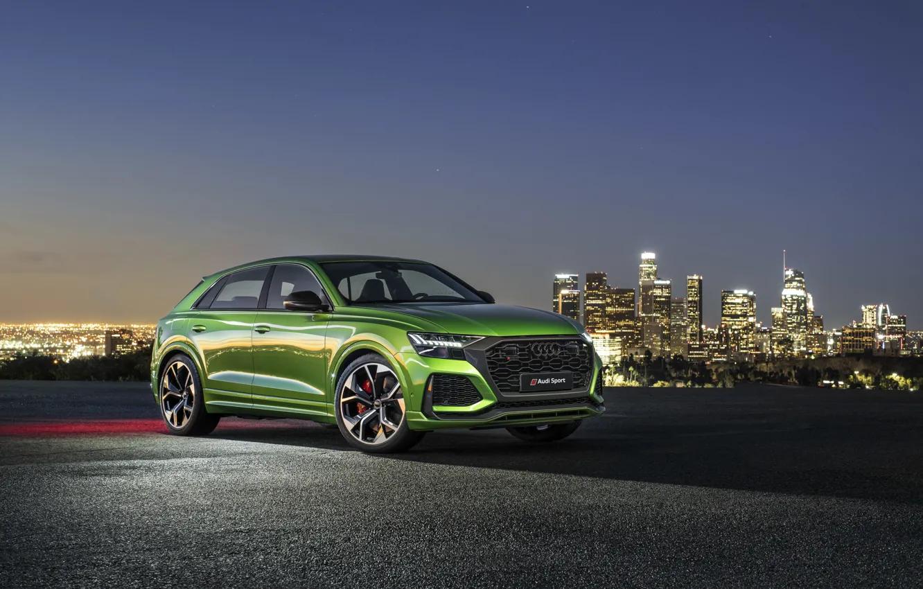Photo wallpaper the city, Audi, the evening, twilight, crossover, 2020, RS Q8