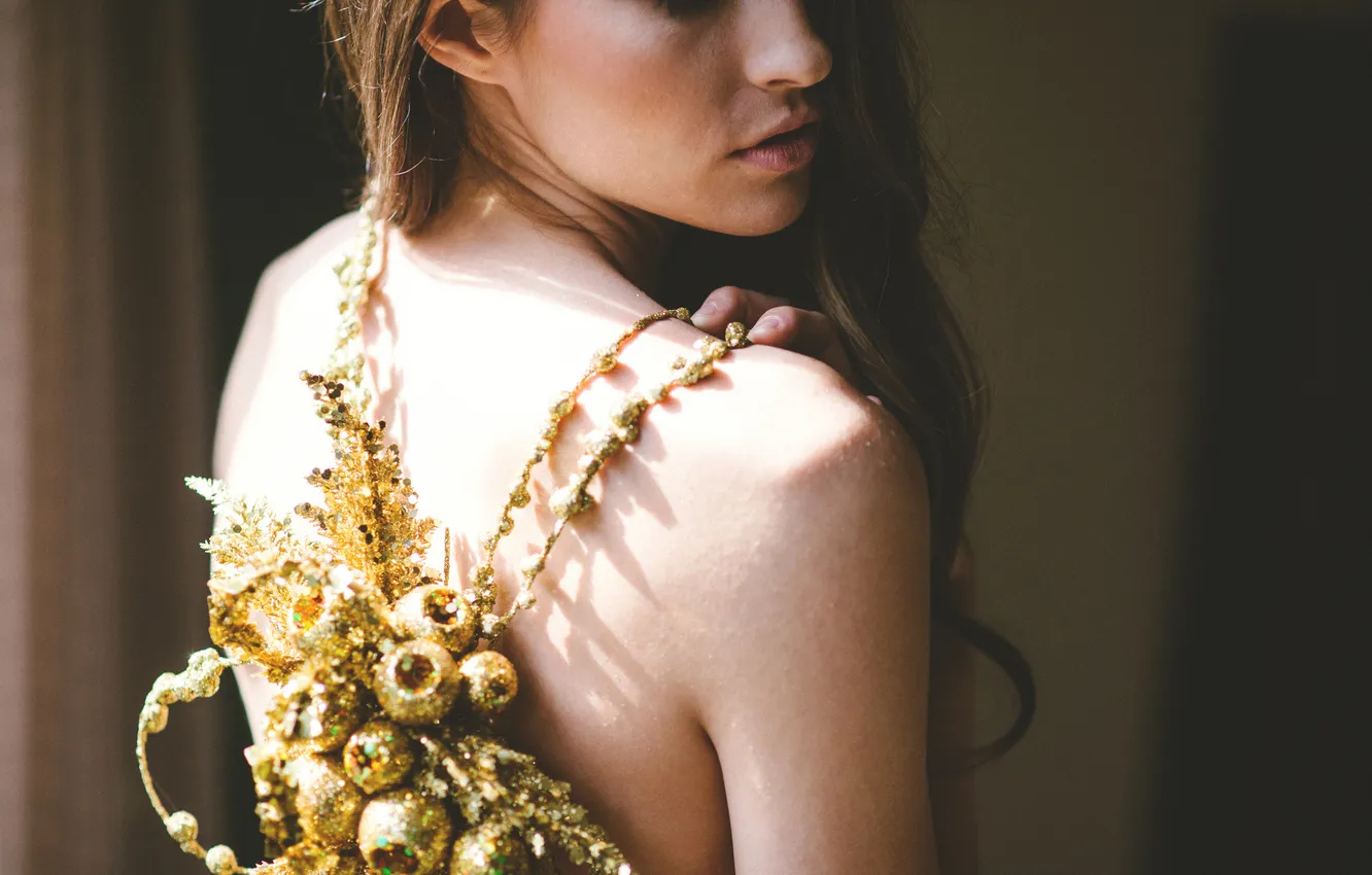 Photo wallpaper girl, decoration, hair, back