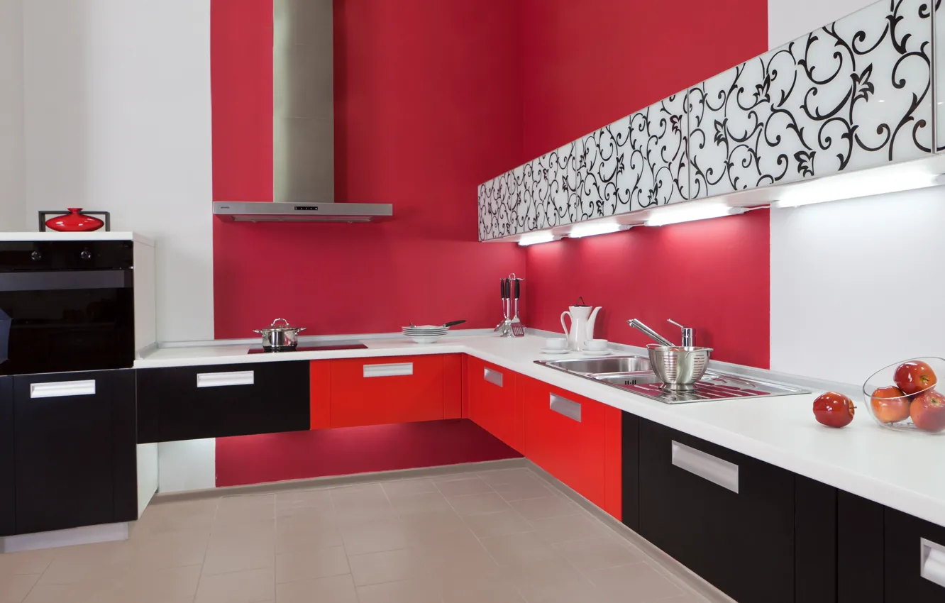 Photo wallpaper style, interior, kitchen, design. modern
