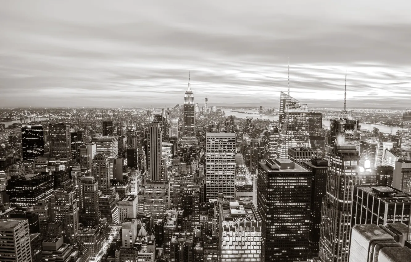 Photo wallpaper lights, USA, United States, skyline, New York, Manhattan, NYC, New York City