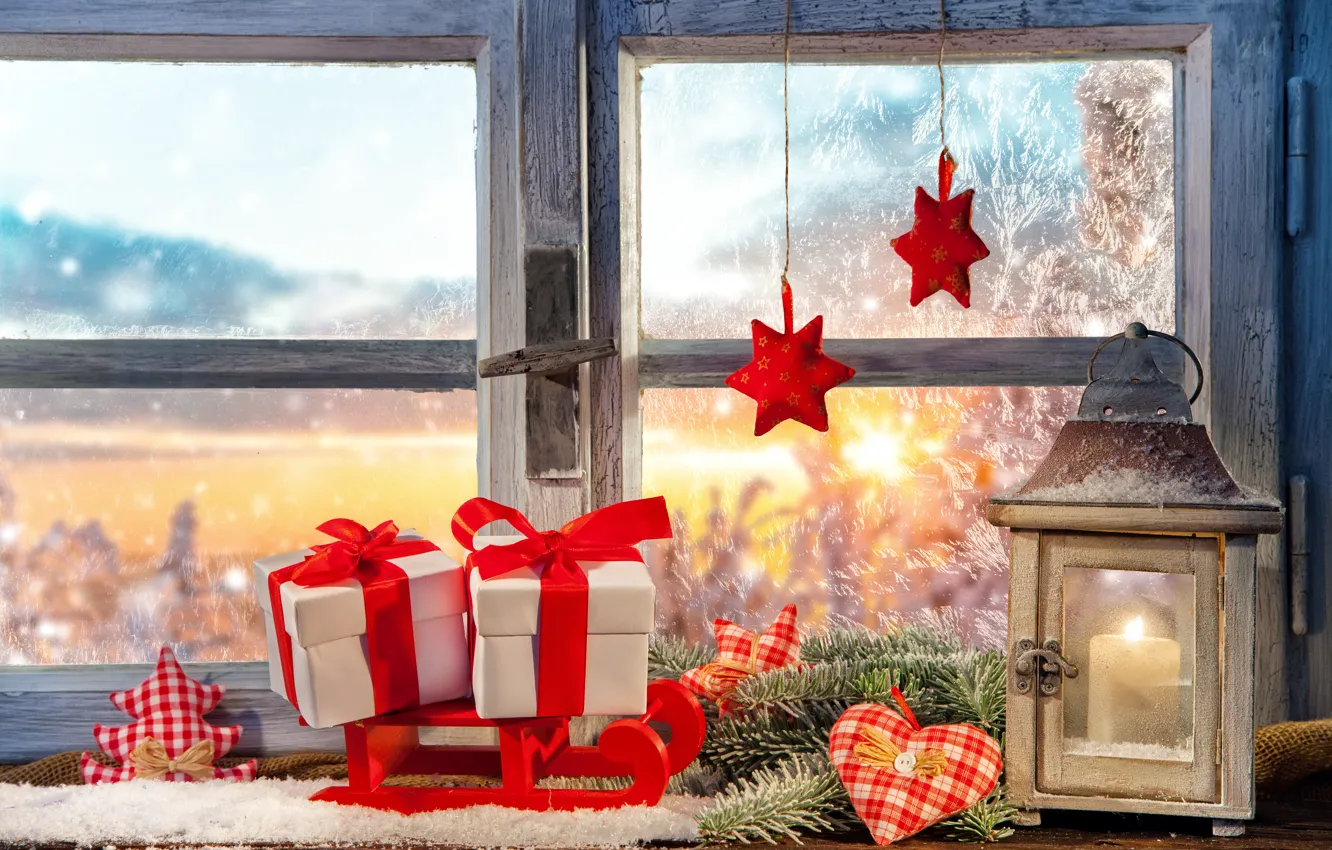 Photo wallpaper decoration, gift, window, lights, the scenery