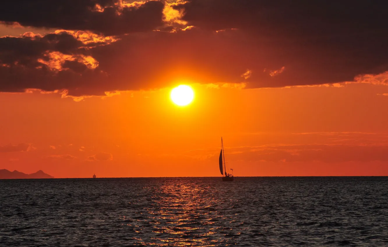 Photo wallpaper sea, sunset, the evening, sail, Croatia, Adventure, sail