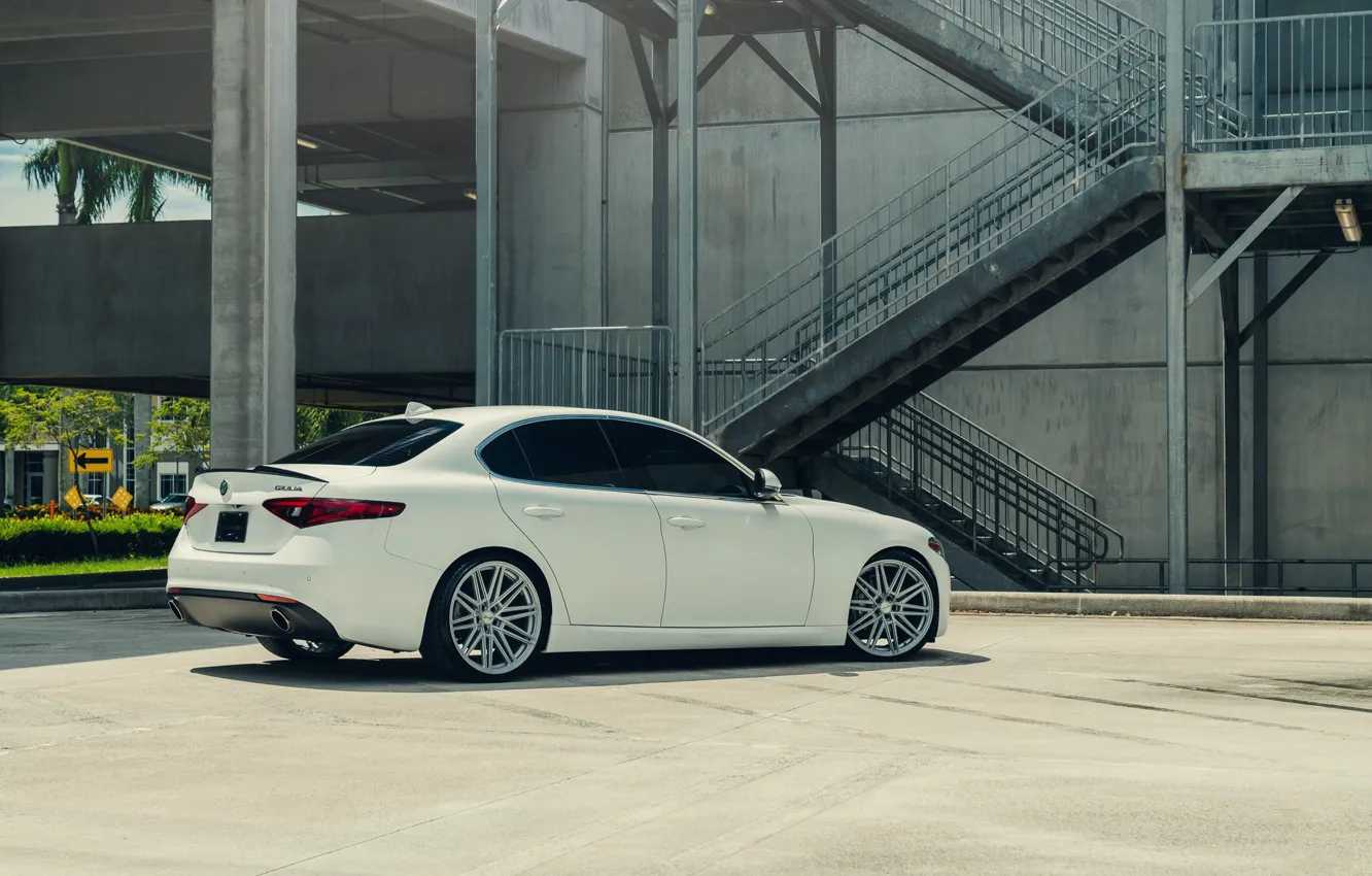 Photo wallpaper white, wheels, alfa romeo, Giulia