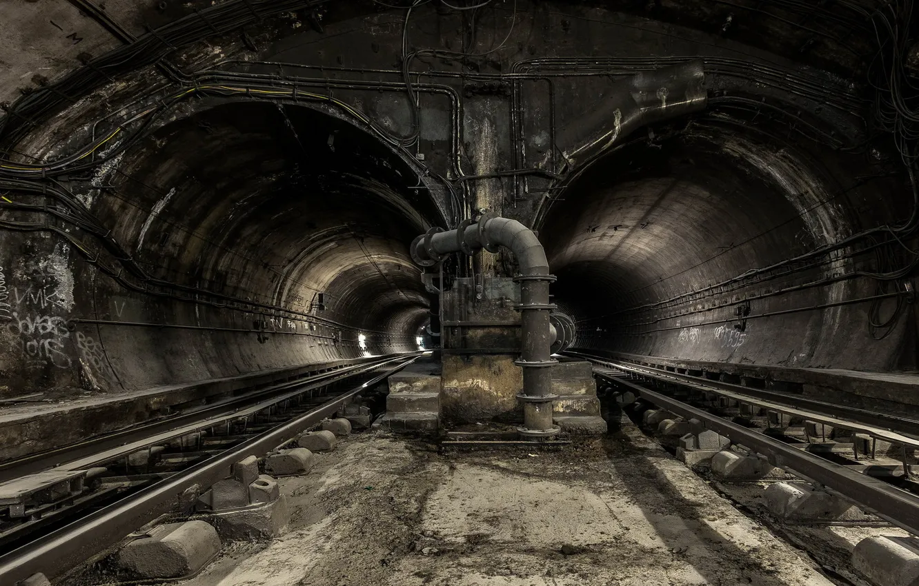 Photo wallpaper the city, metro, rails