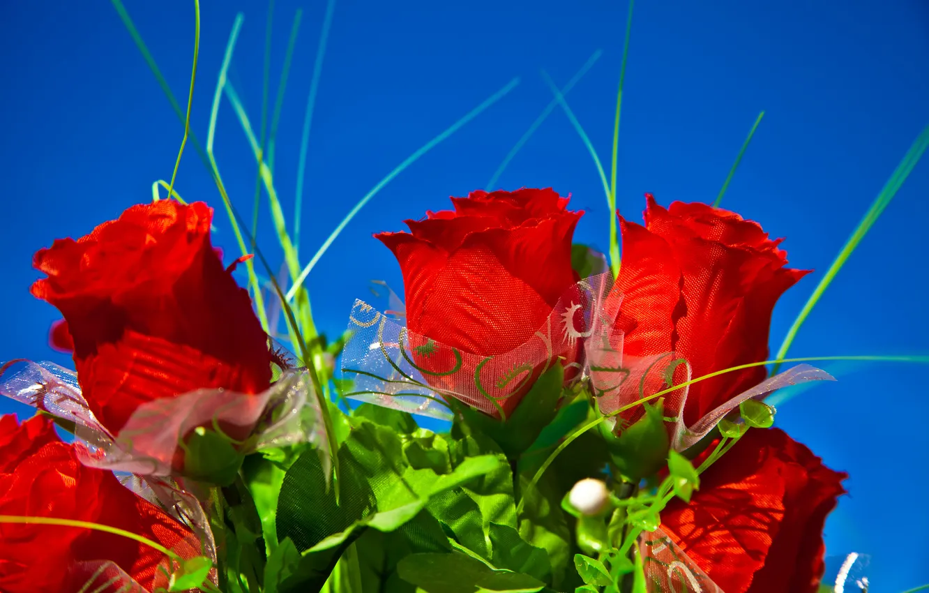 Photo wallpaper the sky, paint, fabric, buds, artificial