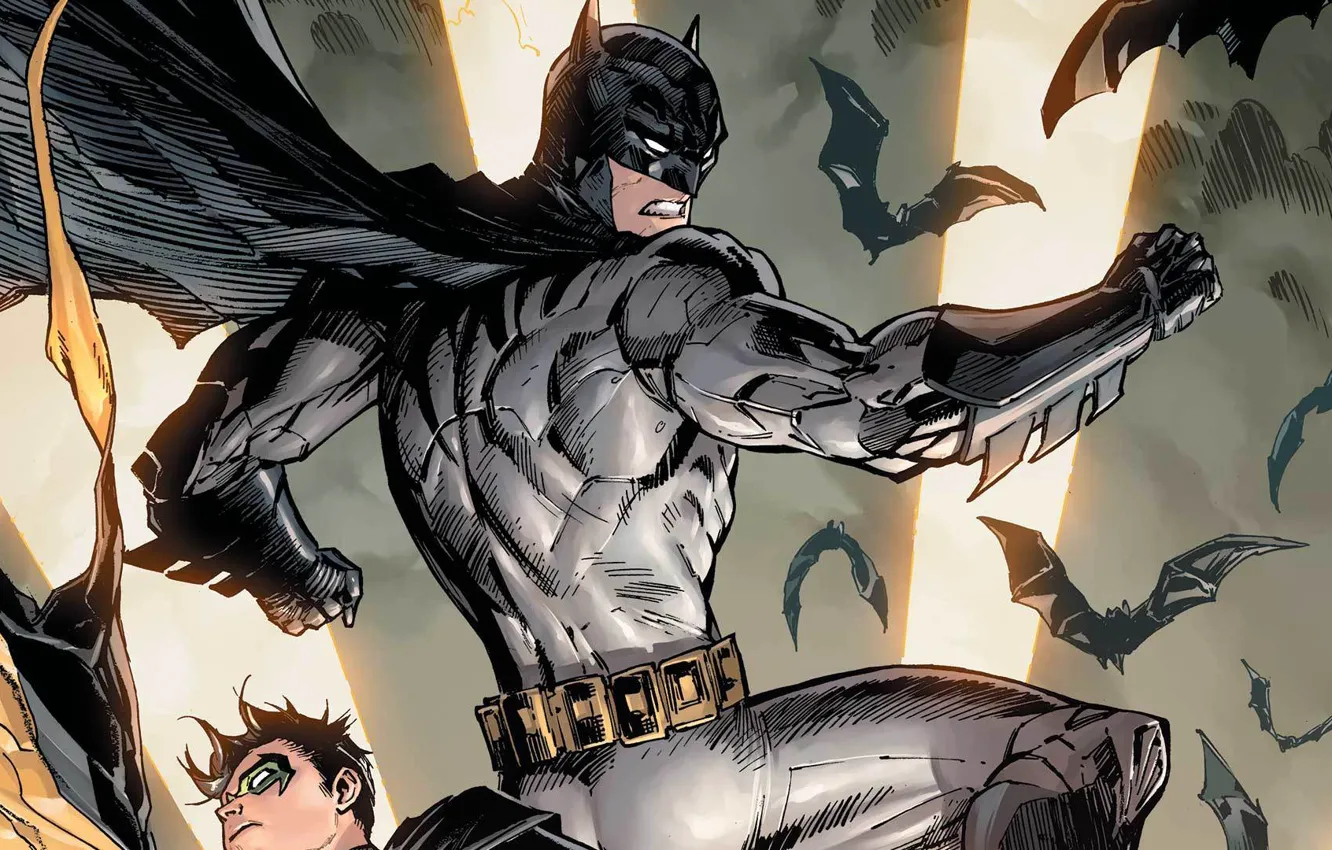 Photo wallpaper Batman, bats, Batman, Robin, Robin