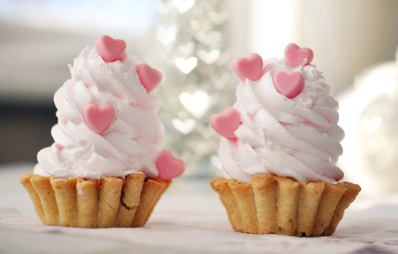 Photo wallpaper heart, cake, heart, cream, dessert