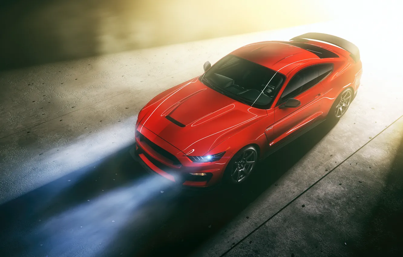 Photo wallpaper Mustang, Ford, Light, RED