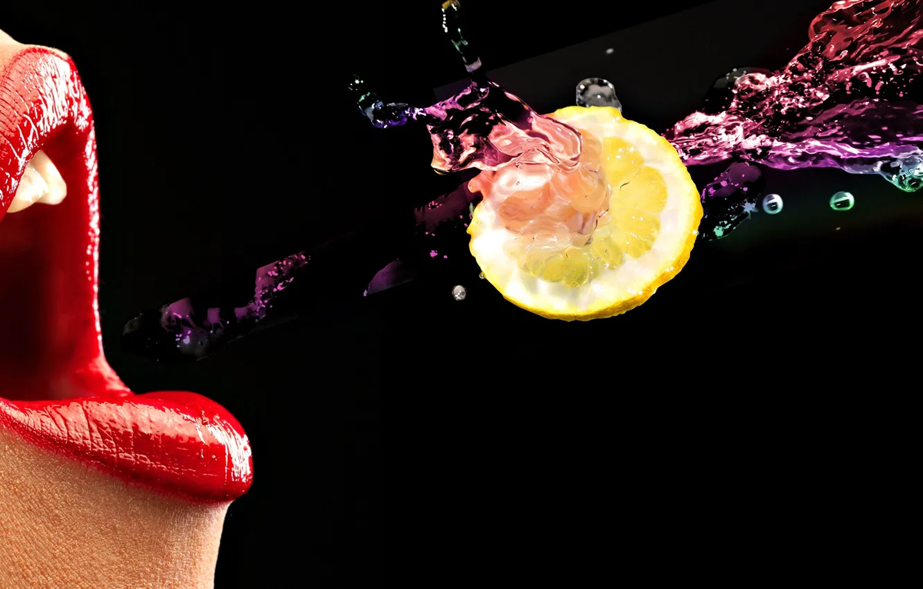 Photo wallpaper flight, the dark background, lips