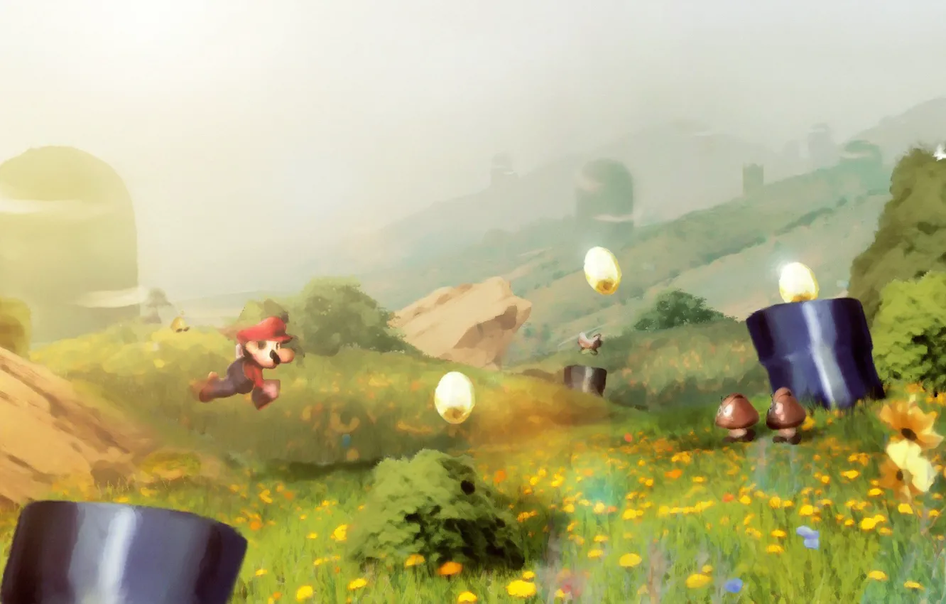 Photo wallpaper figure, pipe, Mario