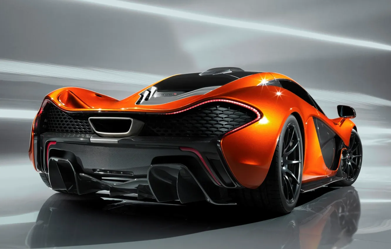 Photo wallpaper Concept, orange, background, McLaren, the concept, supercar, rear view, McLaren