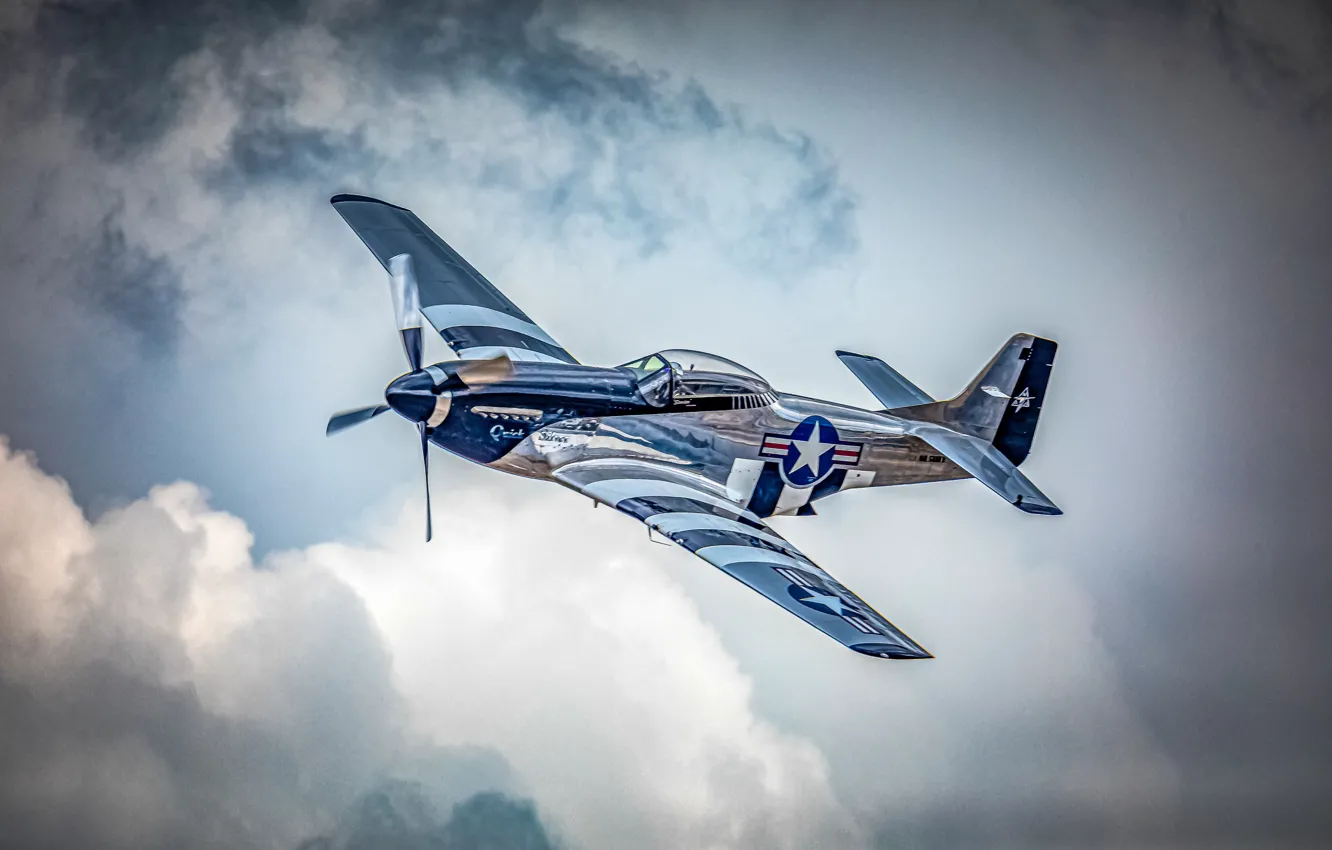 Photo wallpaper the sky, fighter, The second world war, North American P-51 Mustang