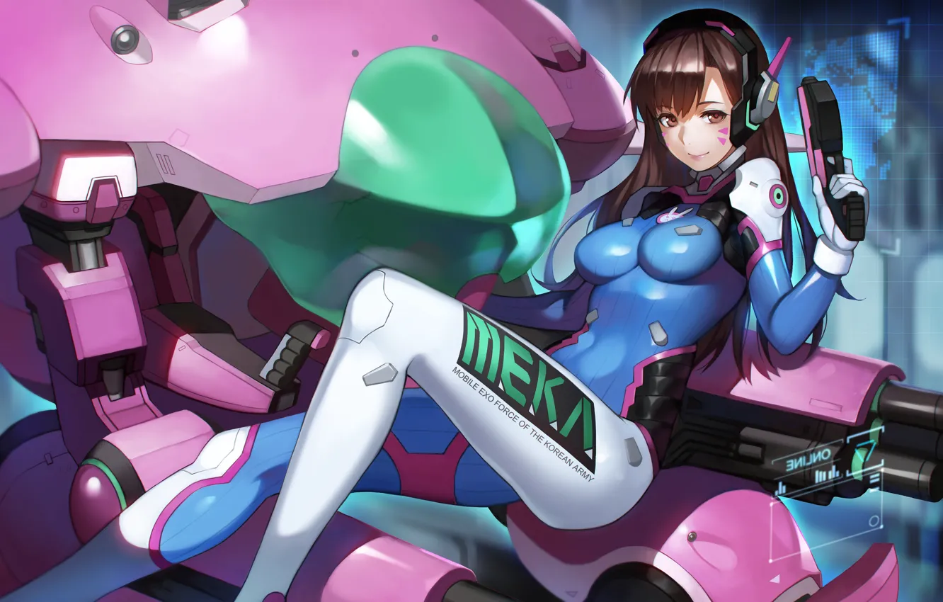 Photo wallpaper mecha, games, Overwatch, D.Va