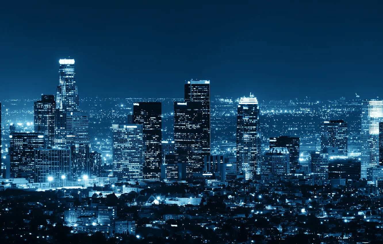 Photo wallpaper Night, The city, Skyscrapers, USA, Megapolis, Los Angeles