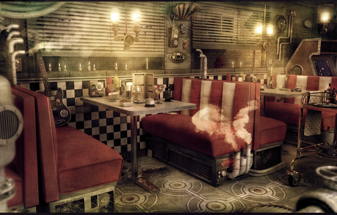 Photo wallpaper design, the room, Steam Punk Restaurant