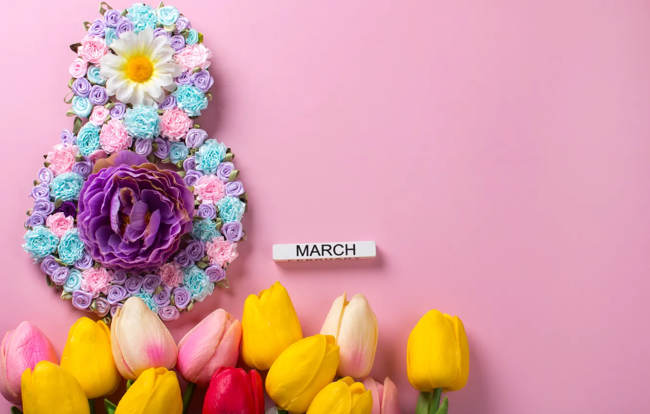 Photo wallpaper flowers, colorful, figures, tulips, March 8, flowers, tulips, spring
