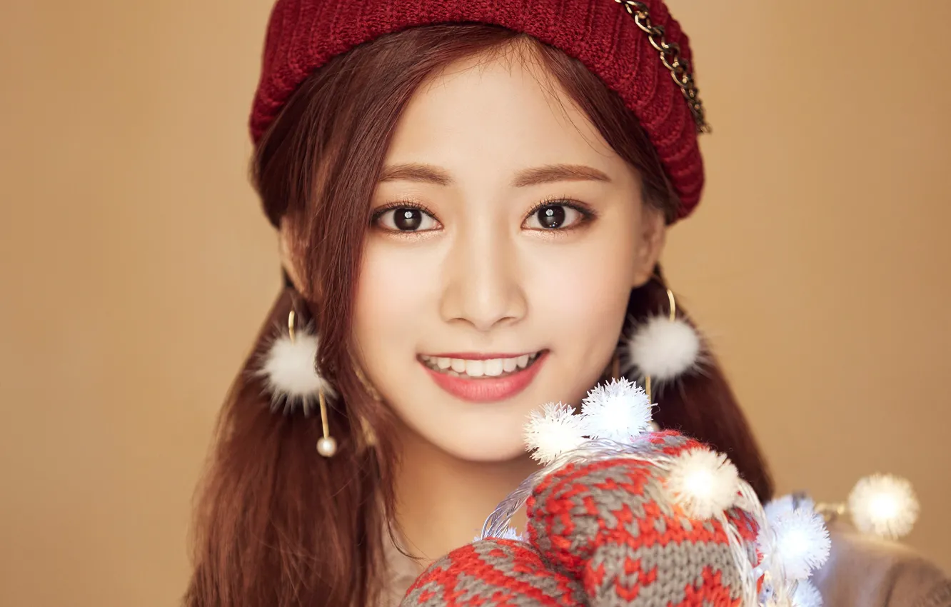 Photo wallpaper girl, Music, Kpop, Twice, Tzuyu, Merry and Happy
