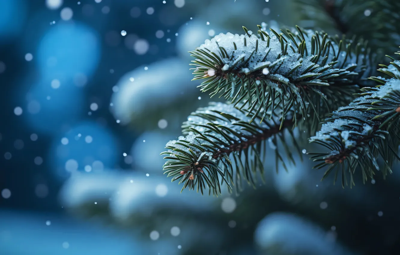 Photo wallpaper winter, forest, drops, snow, tree, forest, Christmas, winter