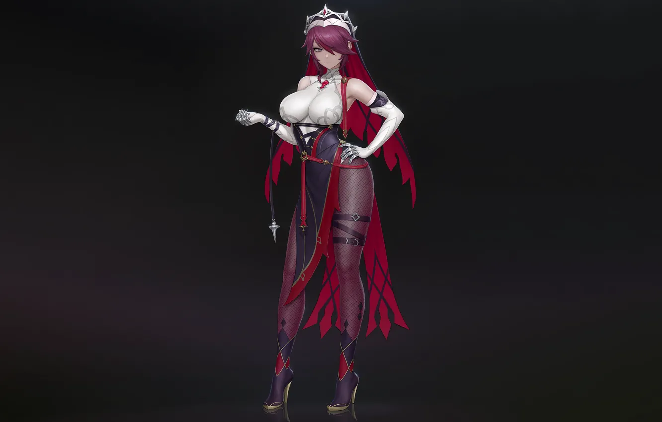 Photo wallpaper girl, sexy, long hair, dress, boobs, anime, beautiful, purple eyes