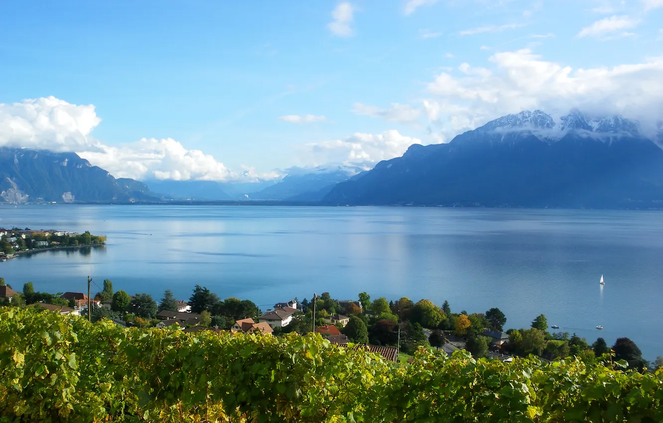 Photo wallpaper landscape, mountains, nature, lake, photo, Switzerland