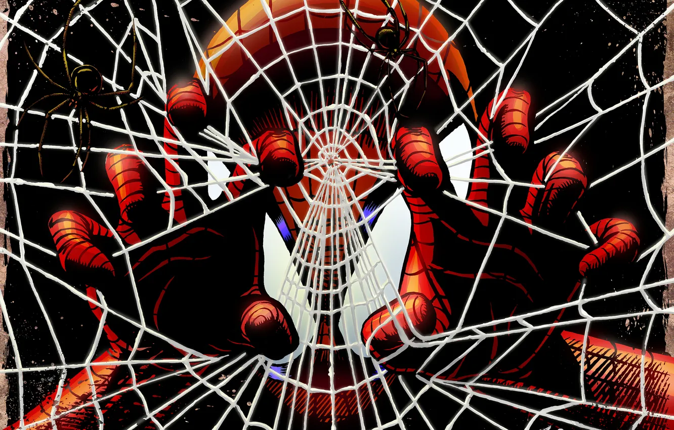 Photo wallpaper web, mask, art, costume, spider-man, Spider man