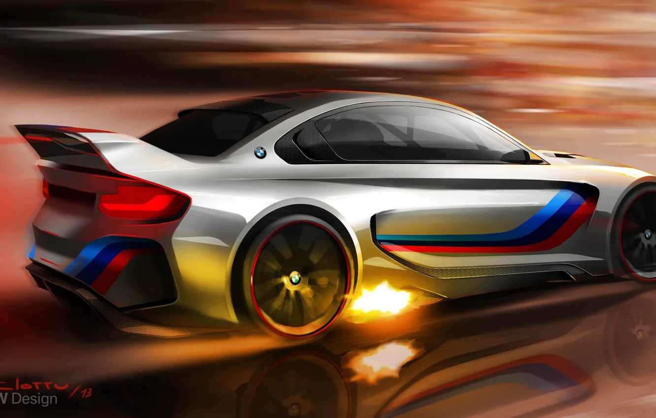 Photo wallpaper fire, figure, BMW, concept, art, BMW Vision Gran Turismo
