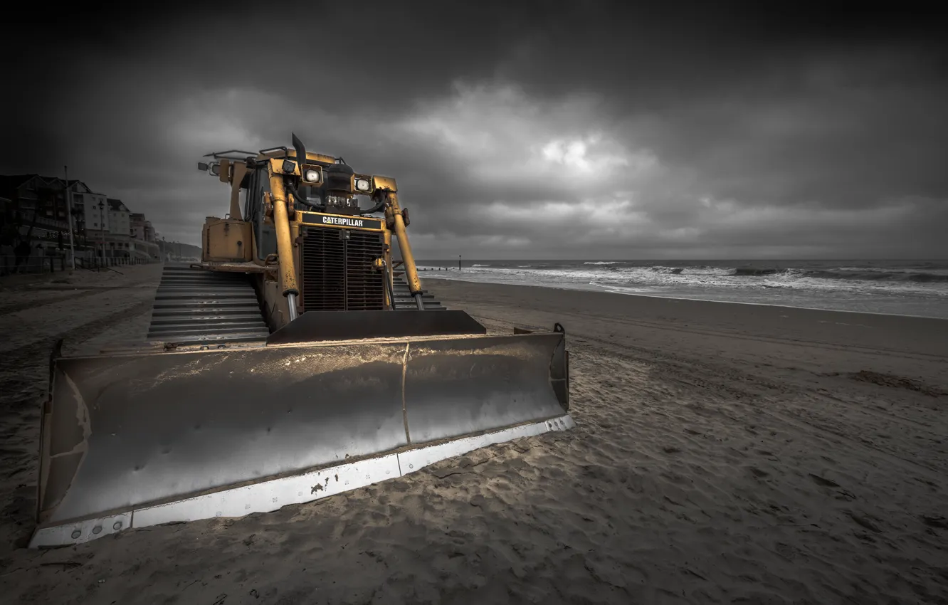 Photo wallpaper tractor, England, Shifting Sands, Boscombe