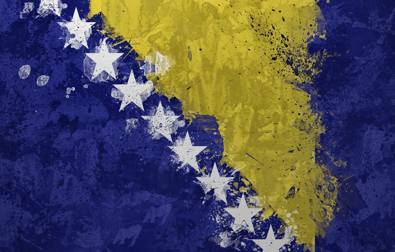 Photo wallpaper paint, flag, Bosnia and Herzegovina, Bosnia and Herzegovina, Bosnia and Herzegovina