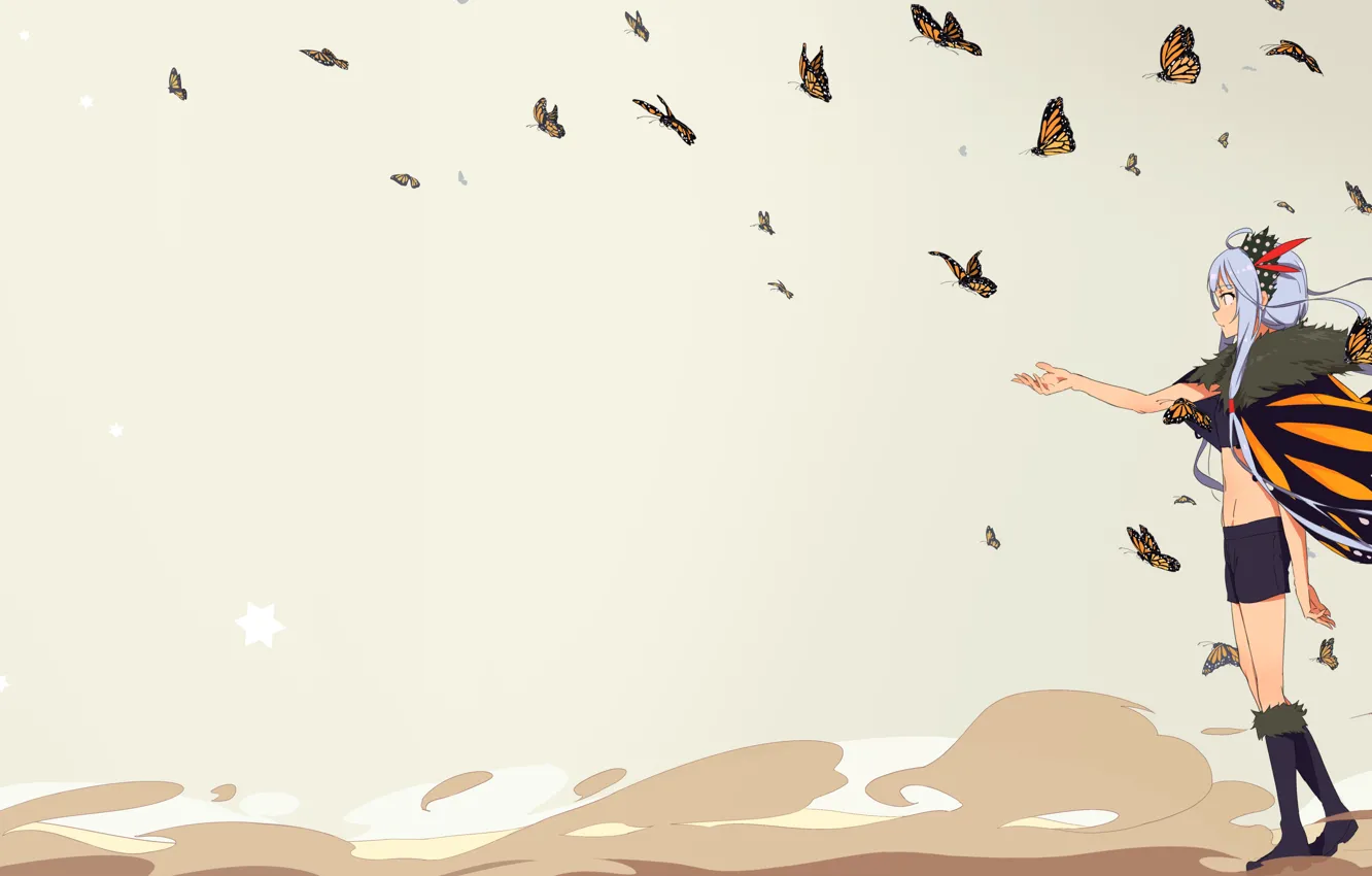 Photo wallpaper butterfly, background, girl