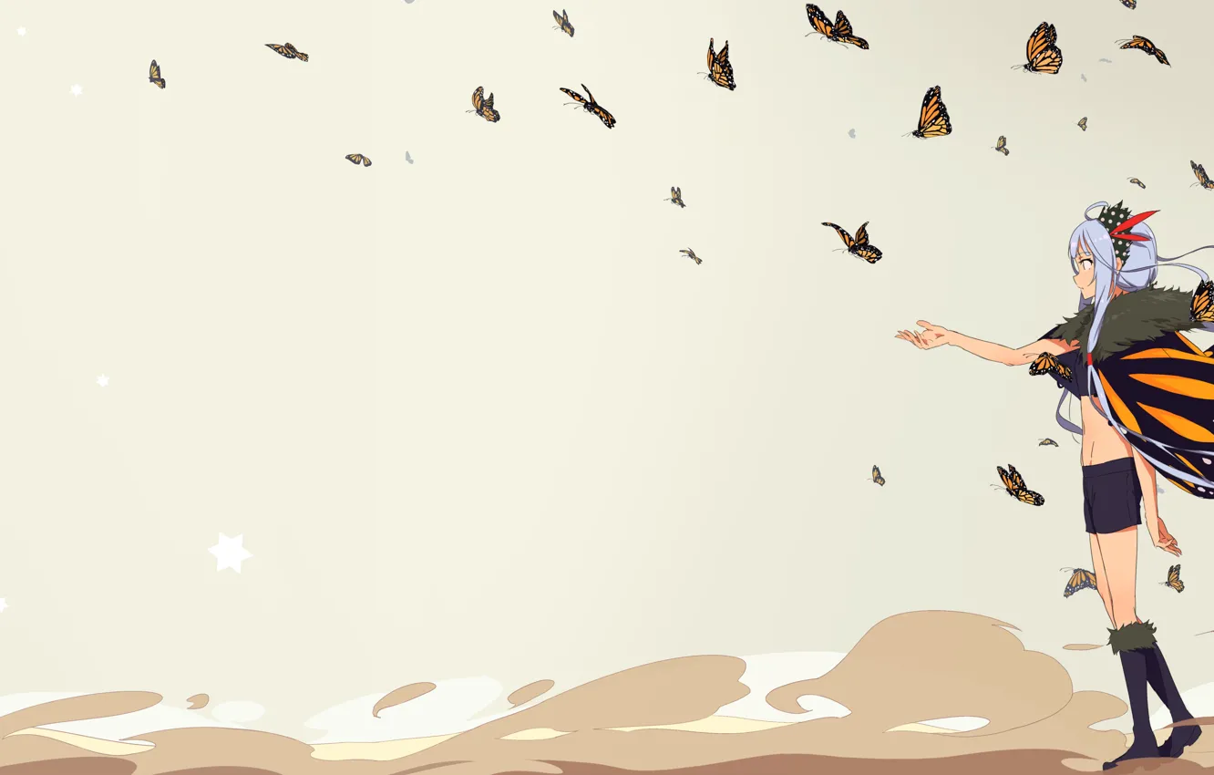 Photo wallpaper background, butterfly, girl