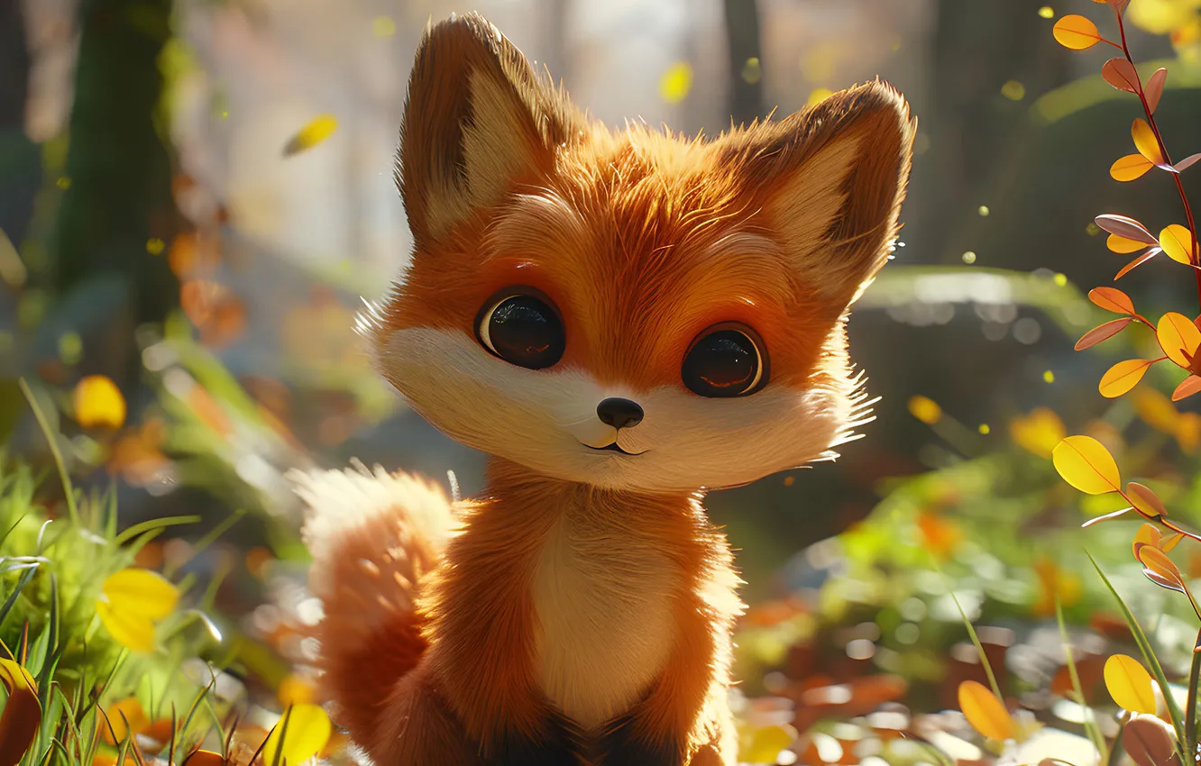 Photo wallpaper autumn, forest, look, leaves, light, trees, branches, nature