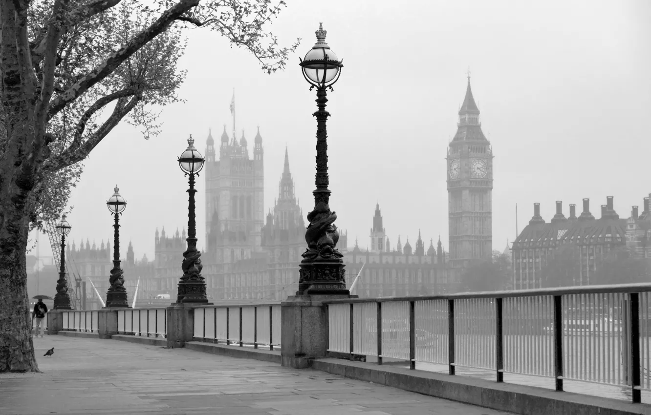 Photo wallpaper England, London, Thames, promenade