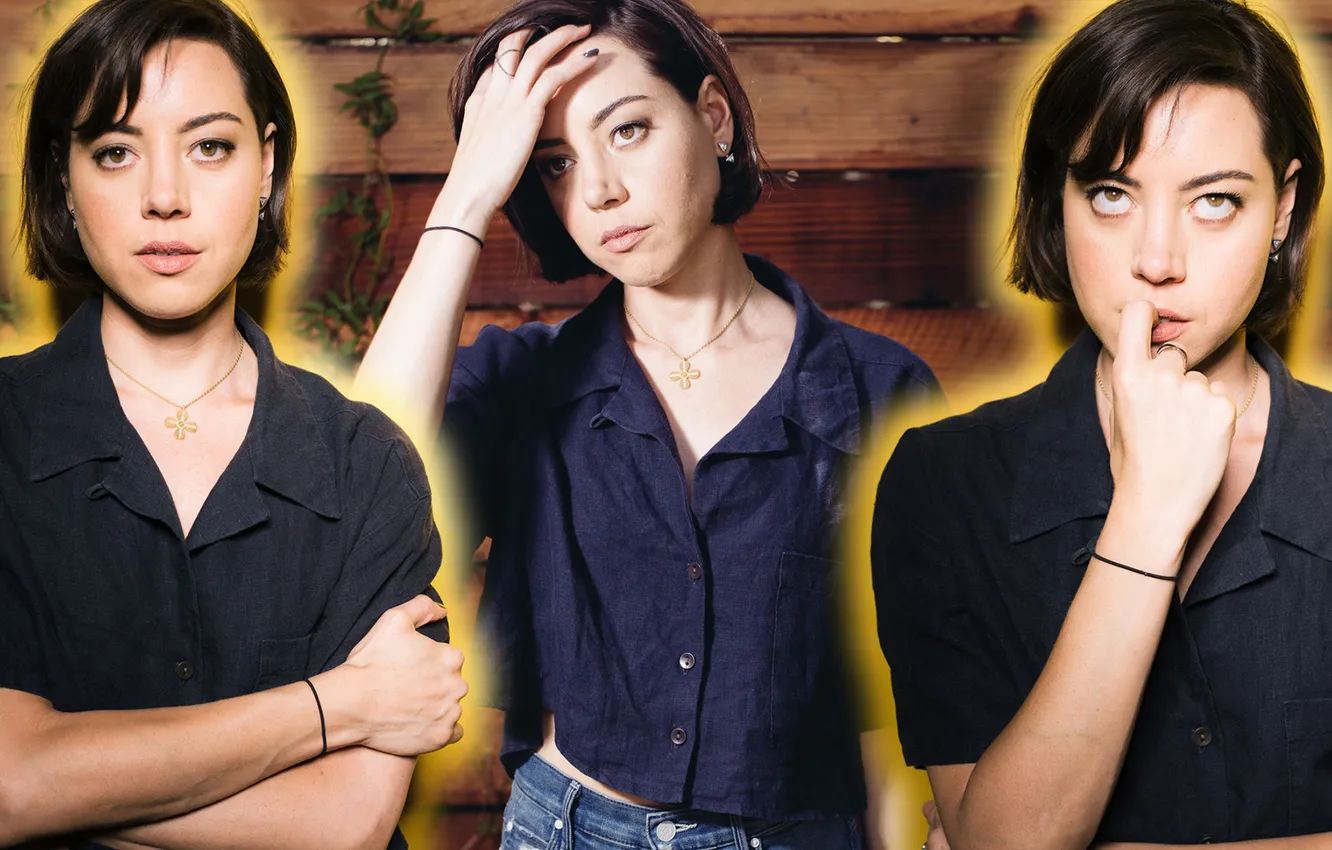 Photo wallpaper girl, collage, actress, Aubrey Plaza, Aubrey Plaza