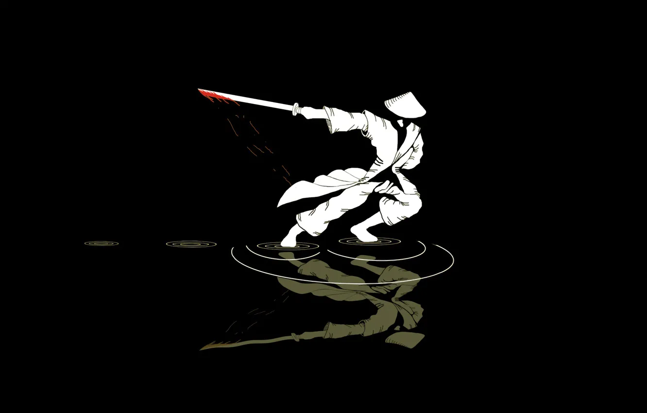 Photo wallpaper art, samurai, drawing