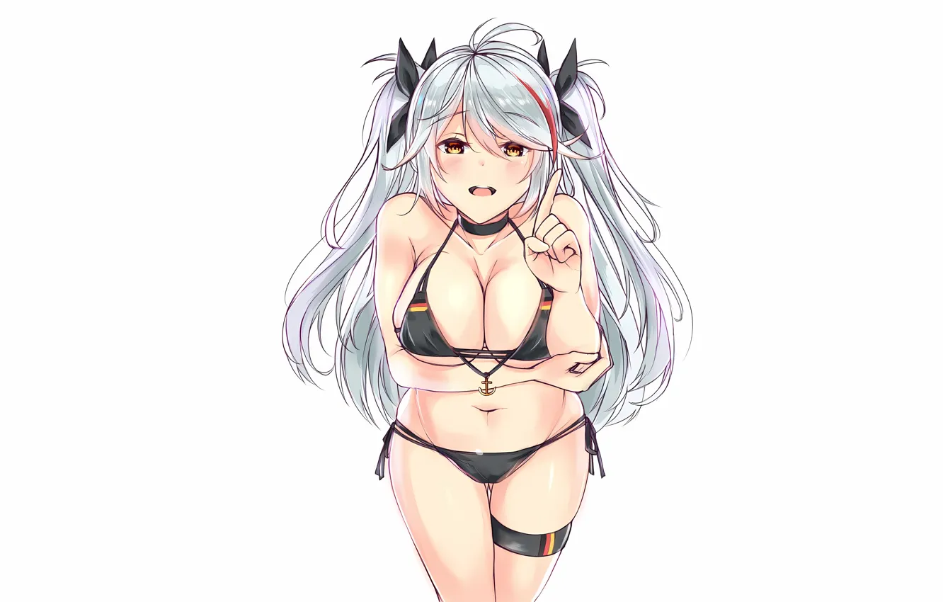 Photo wallpaper girl, sexy, cleavage, long hair, boobs, anime, beautiful, twintails