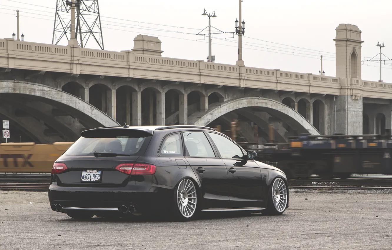 Photo wallpaper Audi, wheels, black, wagon, stance, before
