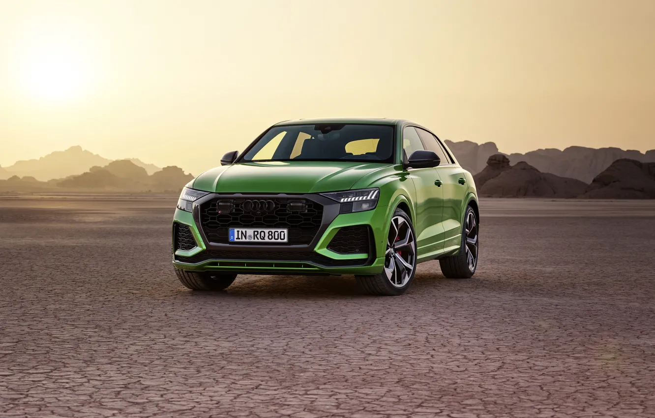 Photo wallpaper sunset, Audi, desert, crossover, 2020, RS Q8