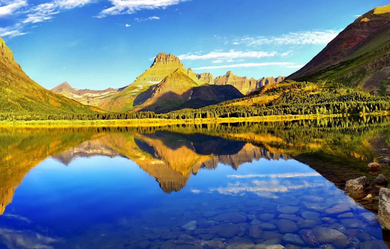 Photo wallpaper the sky, mountains, nature, USA, Glacier, Montana