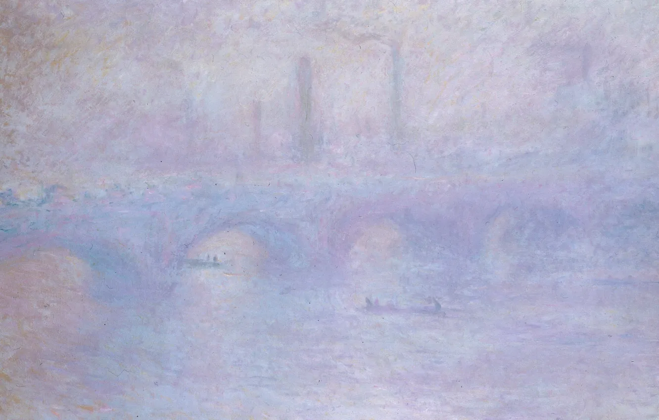 Photo wallpaper landscape, picture, Claude Monet, Waterloo Bridge. The fog effect